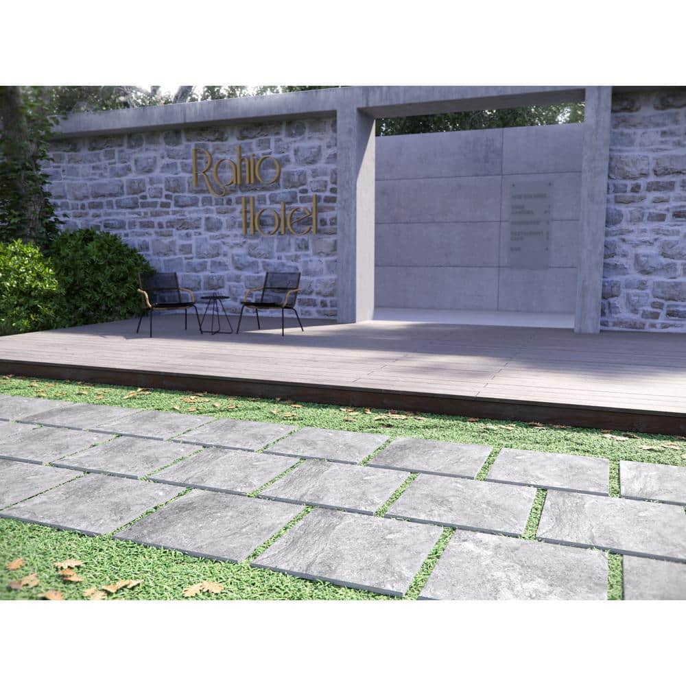 Vulkon Grey 2 cm. x 24 in. x 24 in. Matte Porcelain Paver Floor Tile (8 sq. ft./Case) - Hercitys