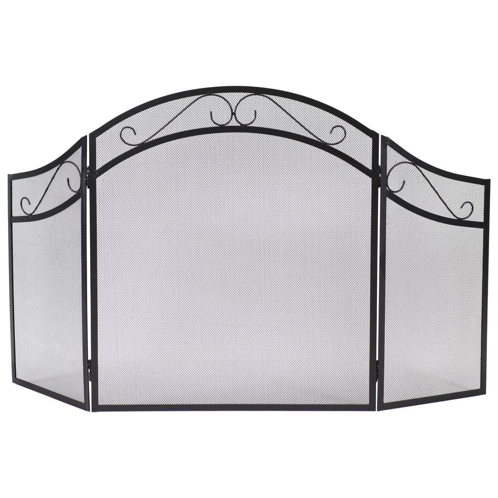 Steel Elegant Scroll 3-Panel Fireplace Screen - Hercitys