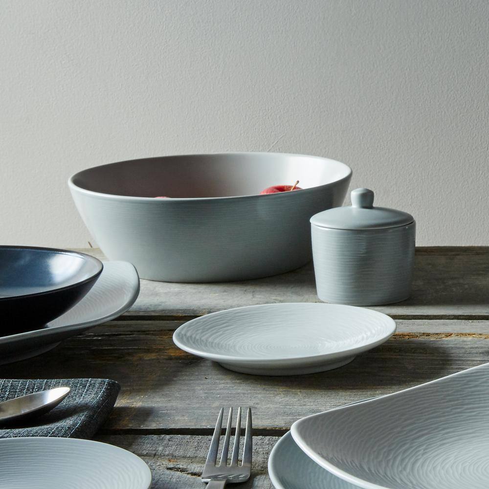 Colorscapes Grey-on-Grey Swirl 10.25 in., 90 fl. oz. (Gray) Porcelain Round Serving Bowl - Hercitys