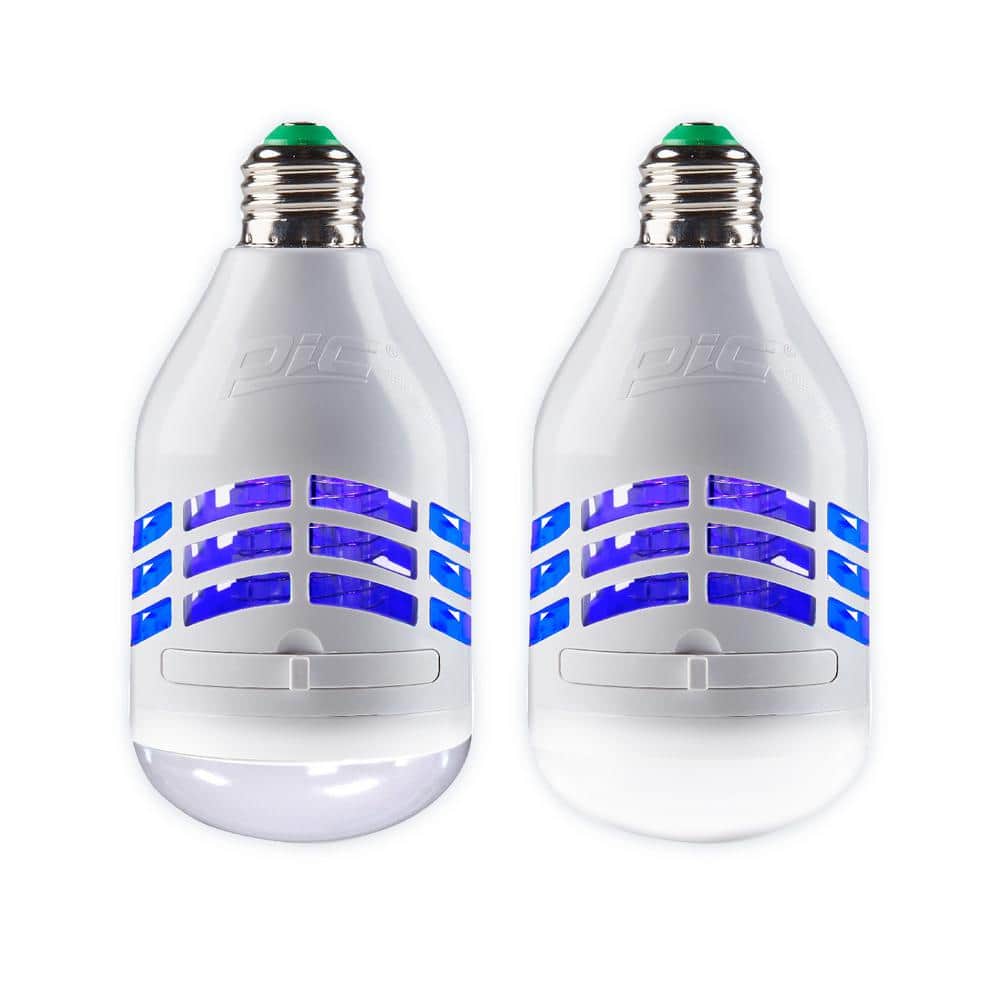 LED Bug Zapper Light Bulb, Compact Mosquito Zapper, Electric Insect Killer, White, Standard E26 Bulb, (2-Pack) - Hercitys