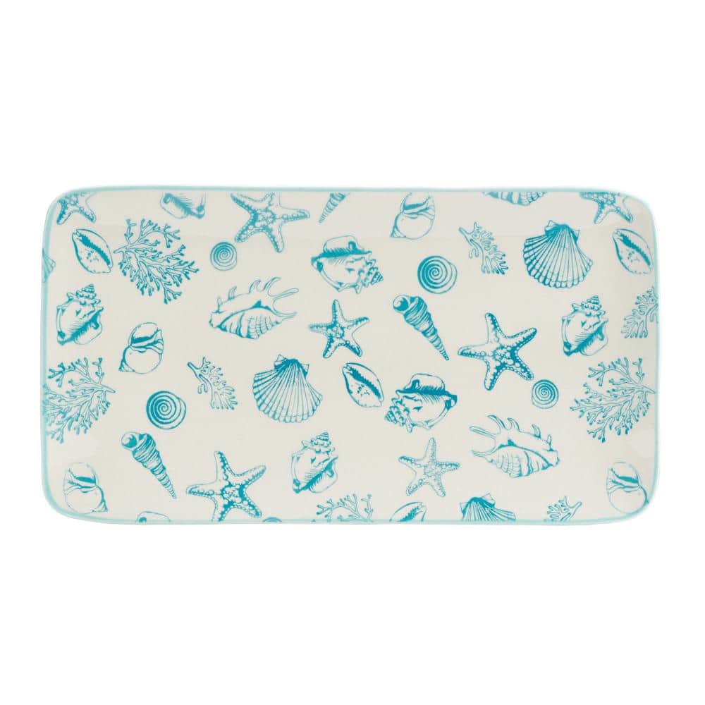 Venice 14.8 in. Blue Stoneware Rectangular Platter (Set of 1) - Hercitys
