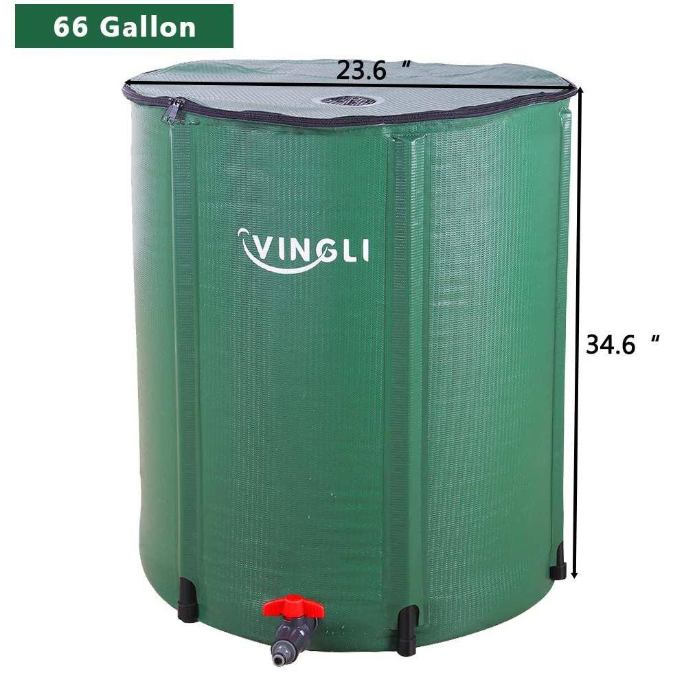 66 Gal. Collapsible Rain Barrel Portable Water Storage Tank Rainwater Collection - Hercitys