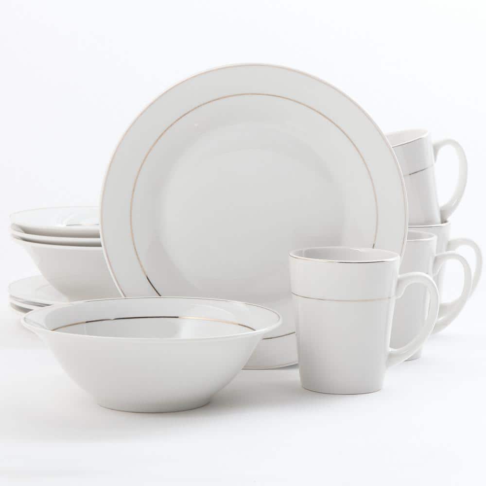 Tuxedo Deluxe 12-Piece Traditional White Porcelain Dinnerware Set (Service for 4) - Hercitys