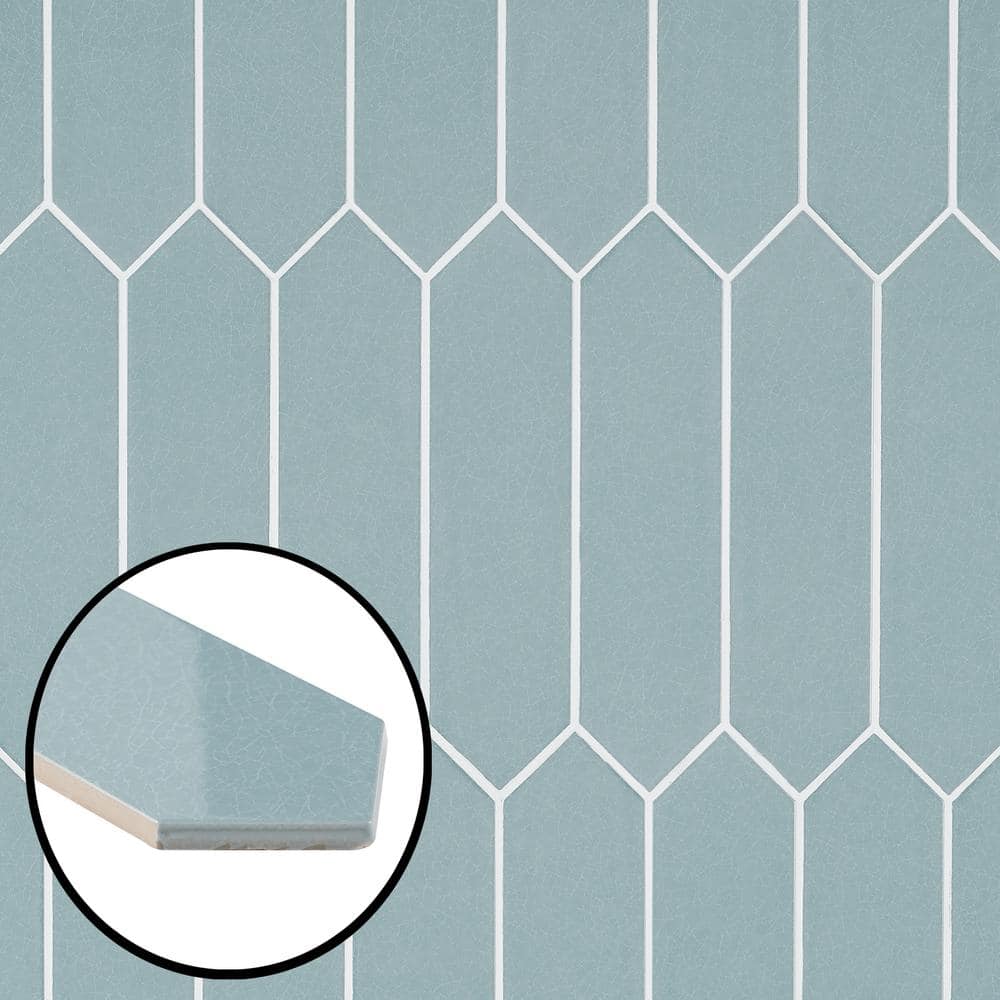 Saloni Blue 2.95 in. x 11.81 in. Polished Picket Ceramic Wall Tile (5.91 sq. ft./Case) - Hercitys