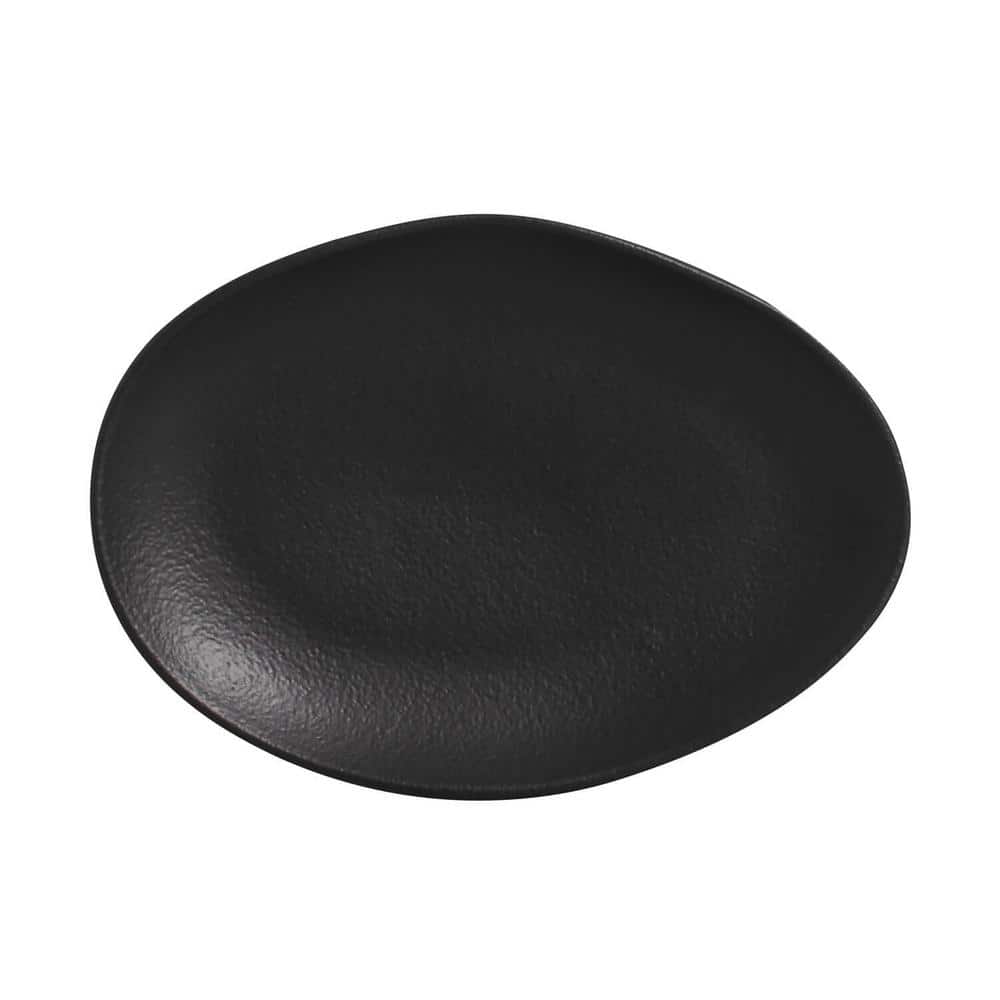 Matte Black Oval Dessert Plate Organic (Set of 6) - Hercitys