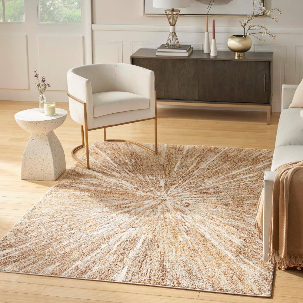 Ambiance Ivory Gold 5 ft. x 7 ft. Abstract Contemporary Area Rug - Hercitys