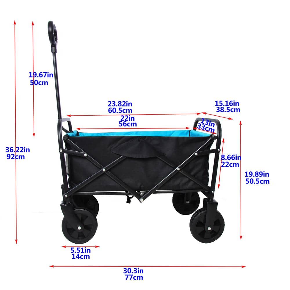 Capacity 3 cu. ft. Fabric Folding Wagon Garden Cart Shopping Beach Cart - Hercitys
