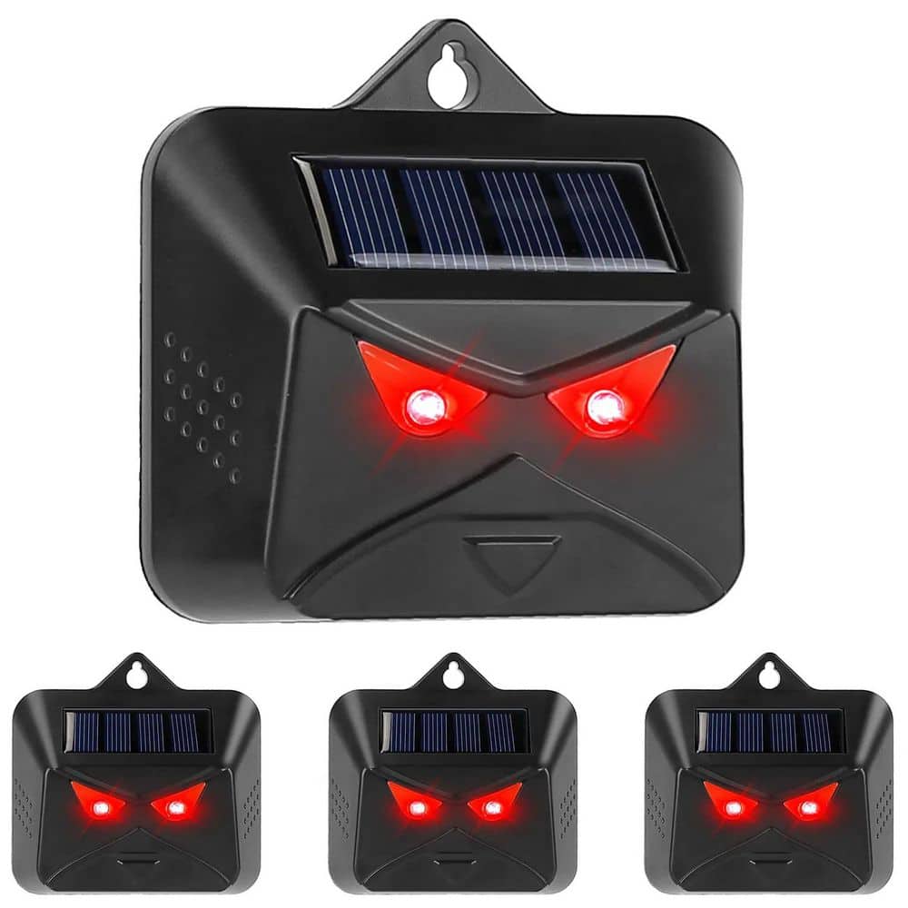 Solar Predator Control Light, Animal Repeller for Outdoor with 2-Flashing Lights, Made of Sturdy ABS Material (4-Pack) - Hercitys