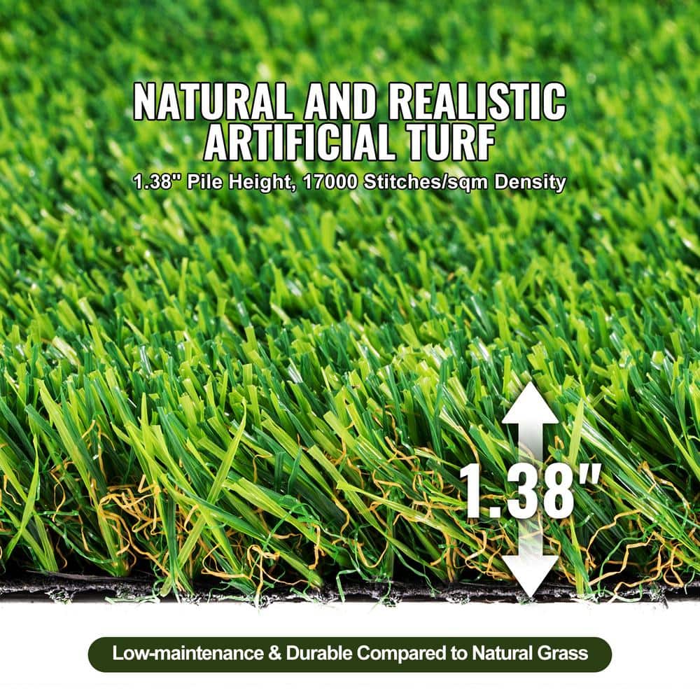 Artificial Grass 5 ft. x 10 ft. Green Artificial Grass Runner Rug Turf 1.38 in. Door Mat Outdoor Patio Lawn Decoration - Hercitys