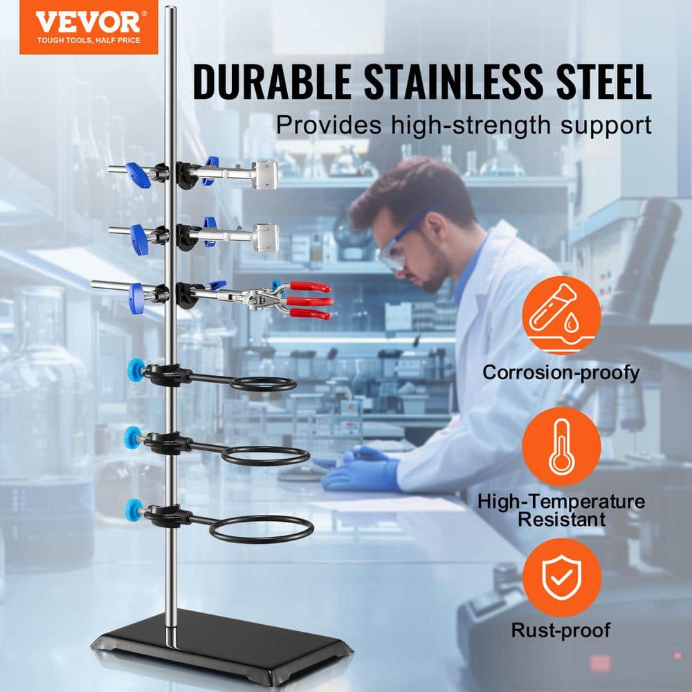 Lab Stand, Laboratory Retort Support Stand , Steel Lab Stand,Cast Iron Base, Includes Flask Clamps, Burette Cross Clamps - Hercitys