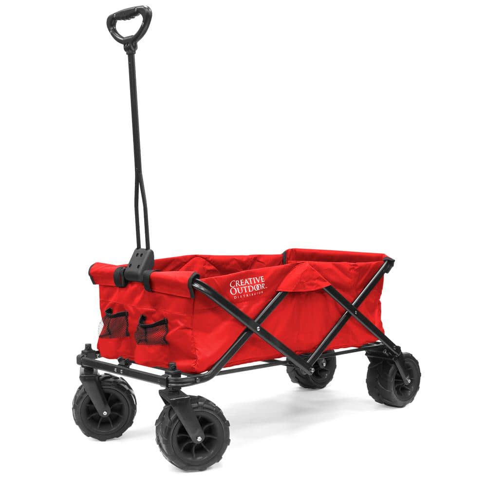7 cu.ft. Metal Folding Garden Cart in Red - Hercitys