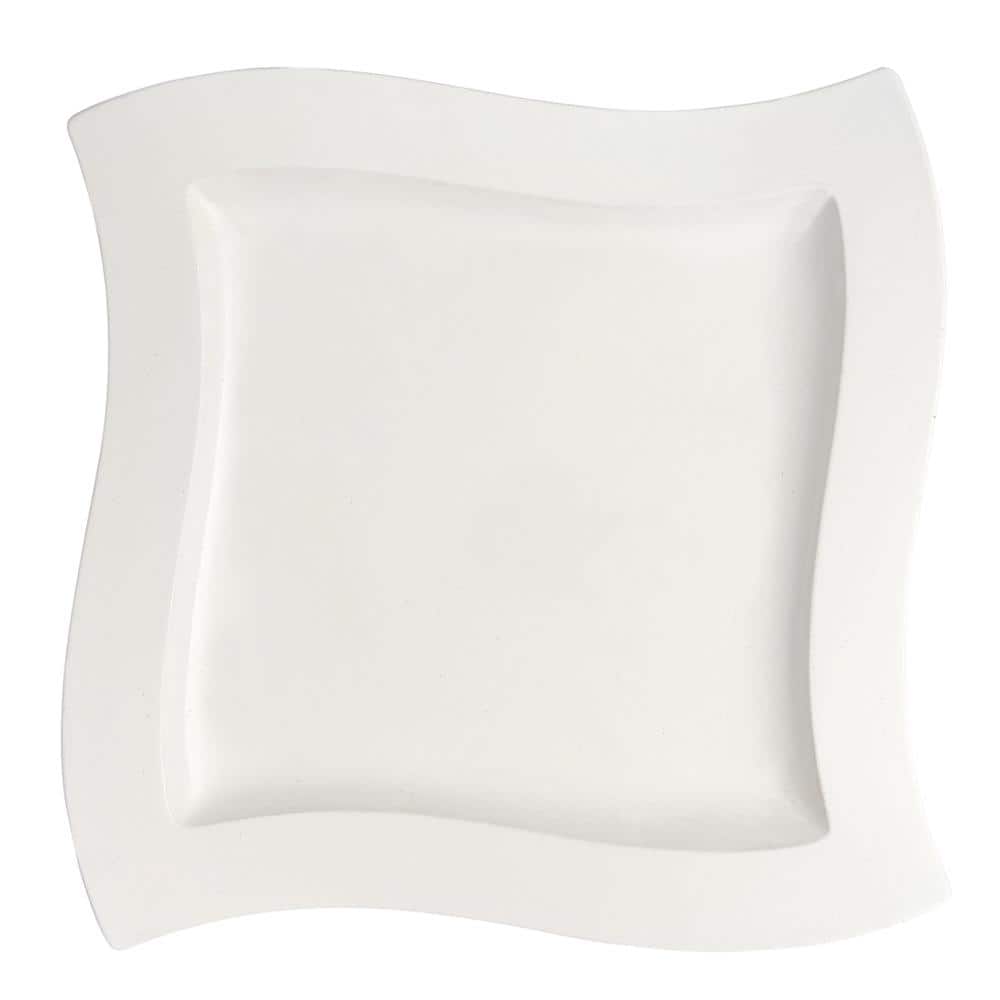 New Wave White Porcelain 13 in. Square Platter - Hercitys
