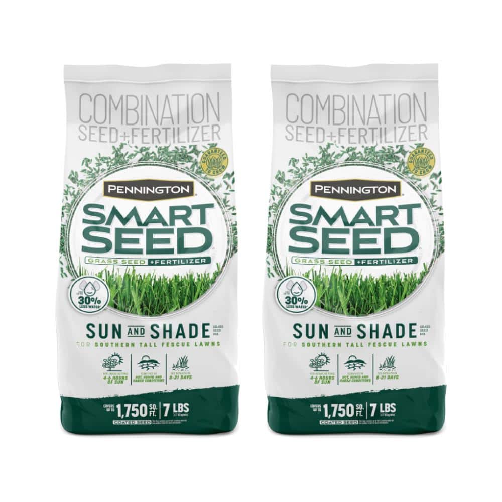 Smart Seed Sun and Shade South 7 lb. 2,330 sq. ft. Grass Seed and Lawn Fertilizer (2-Pack) - Hercitys