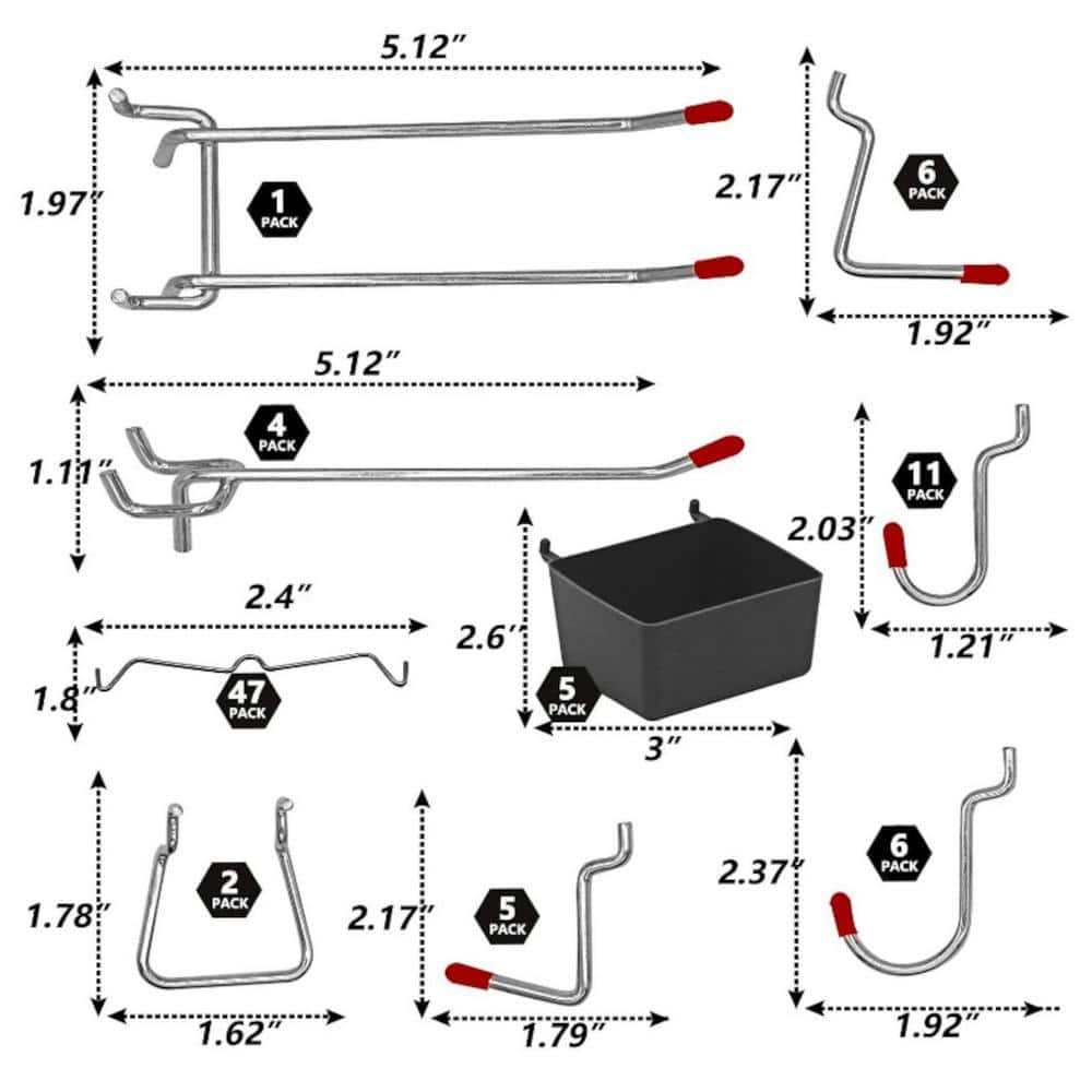 Pegboard Accessory Kit, 114-Piece - Hercitys