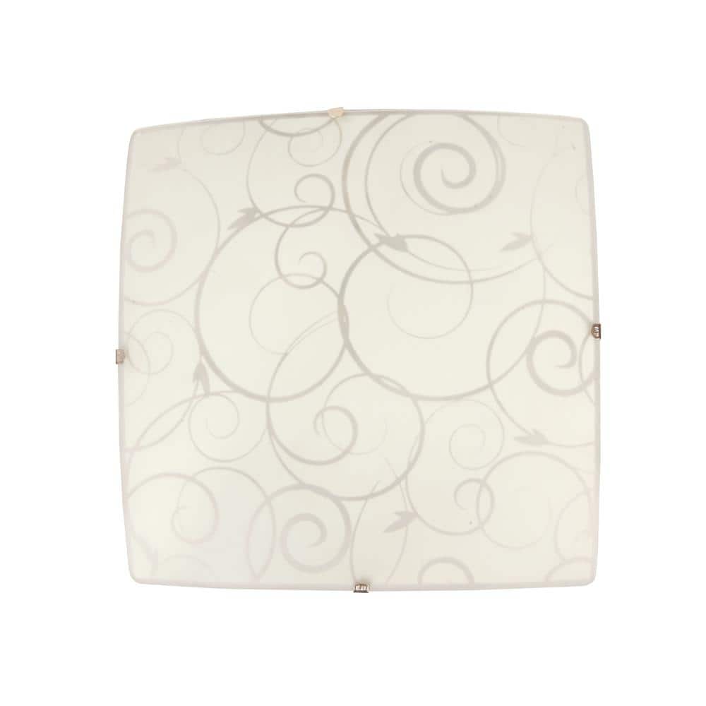 Scroll Swirl Design 1-Light White Ceiling Square Flush Mount - Hercitys
