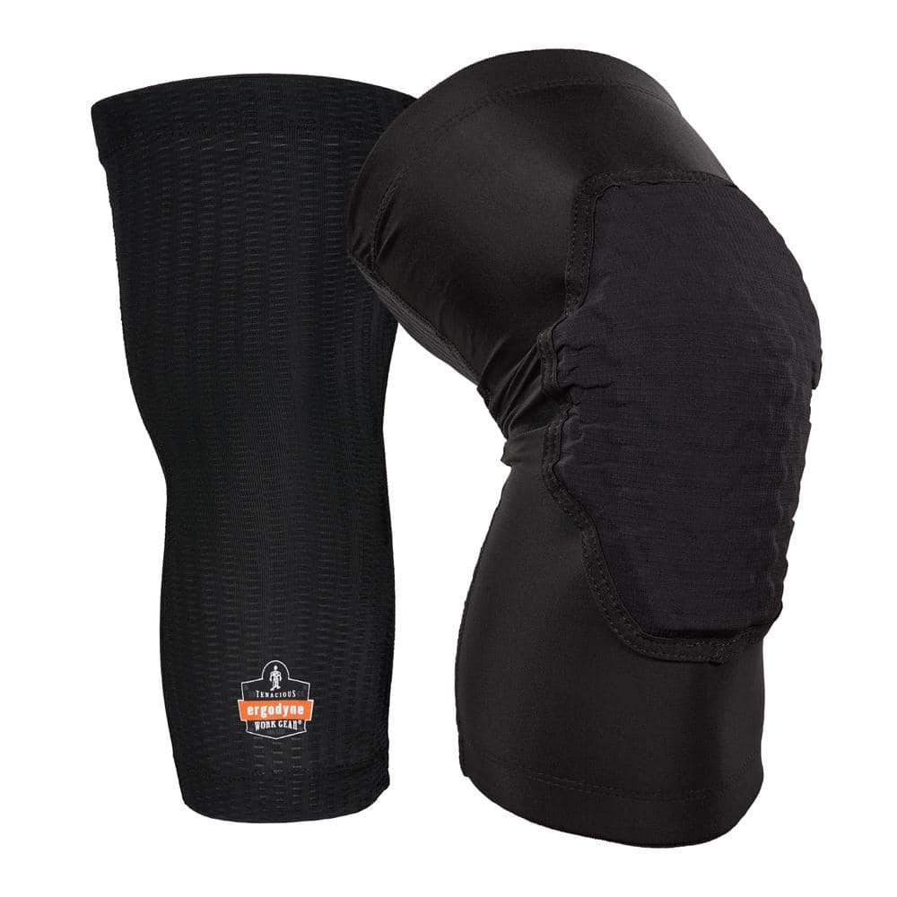 ProFlex Black Padded Foam Soft Shell Knee Sleeves with Pull Over Closure – 3-Layer Foam Cap – Med (Pair) - Hercitys