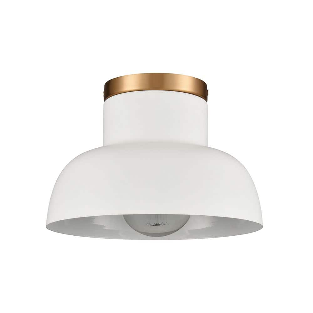 Spring 1-Light Matte White Modern/Contemporary Semi Flush Mount with Glass Shades - Hercitys