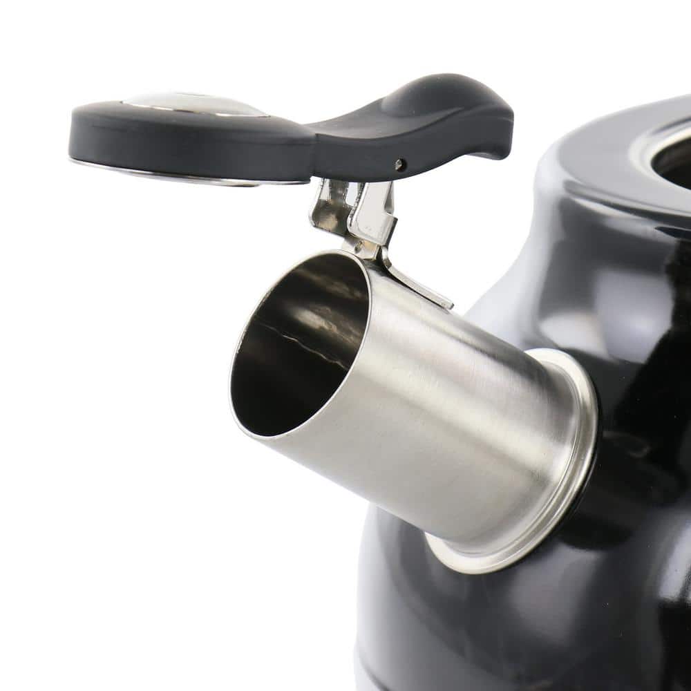 9.2-Cups Stainless Steel Whistling Tea Kettle in Black - Hercitys