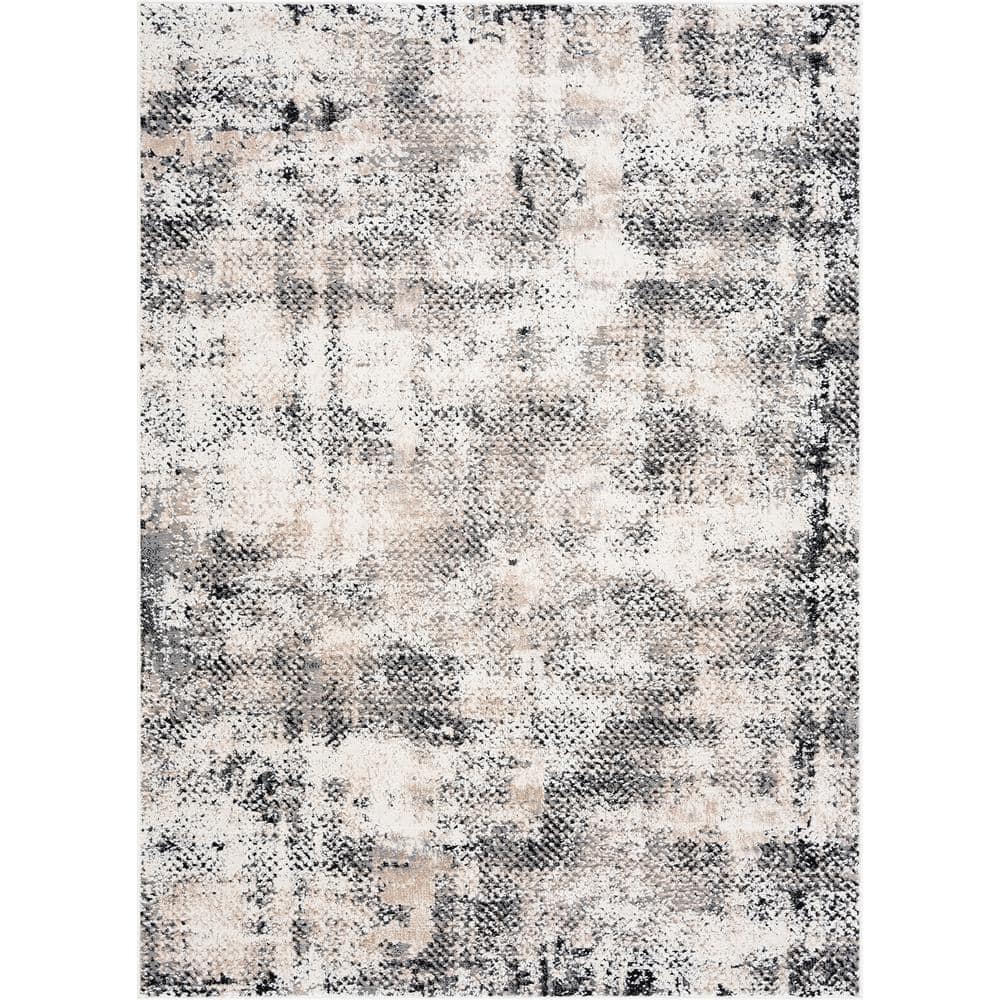 Alpha Beige 5 ft. x 7 ft. Abstract Indoor Area Rug - Hercitys