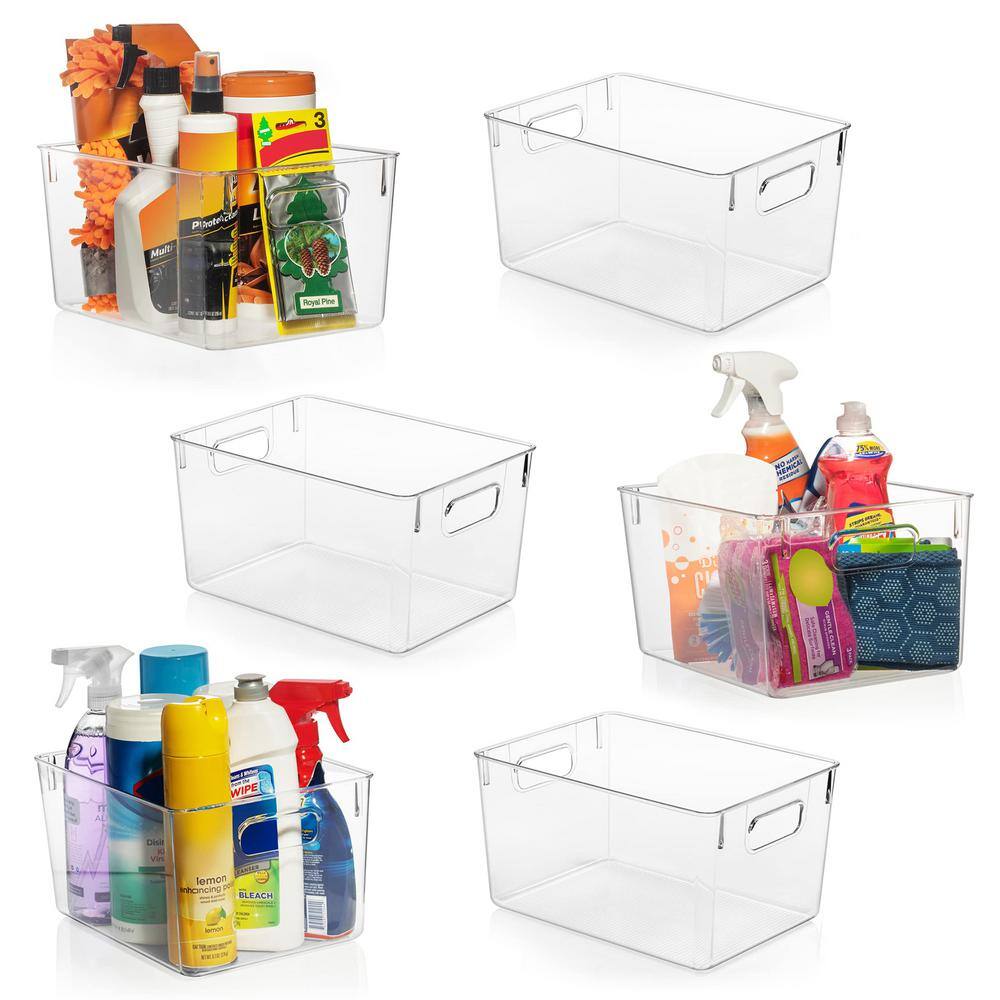 9 Qt. Plastic Storage Bin Kitchen Organization in Clear (6-Pack) - Hercitys