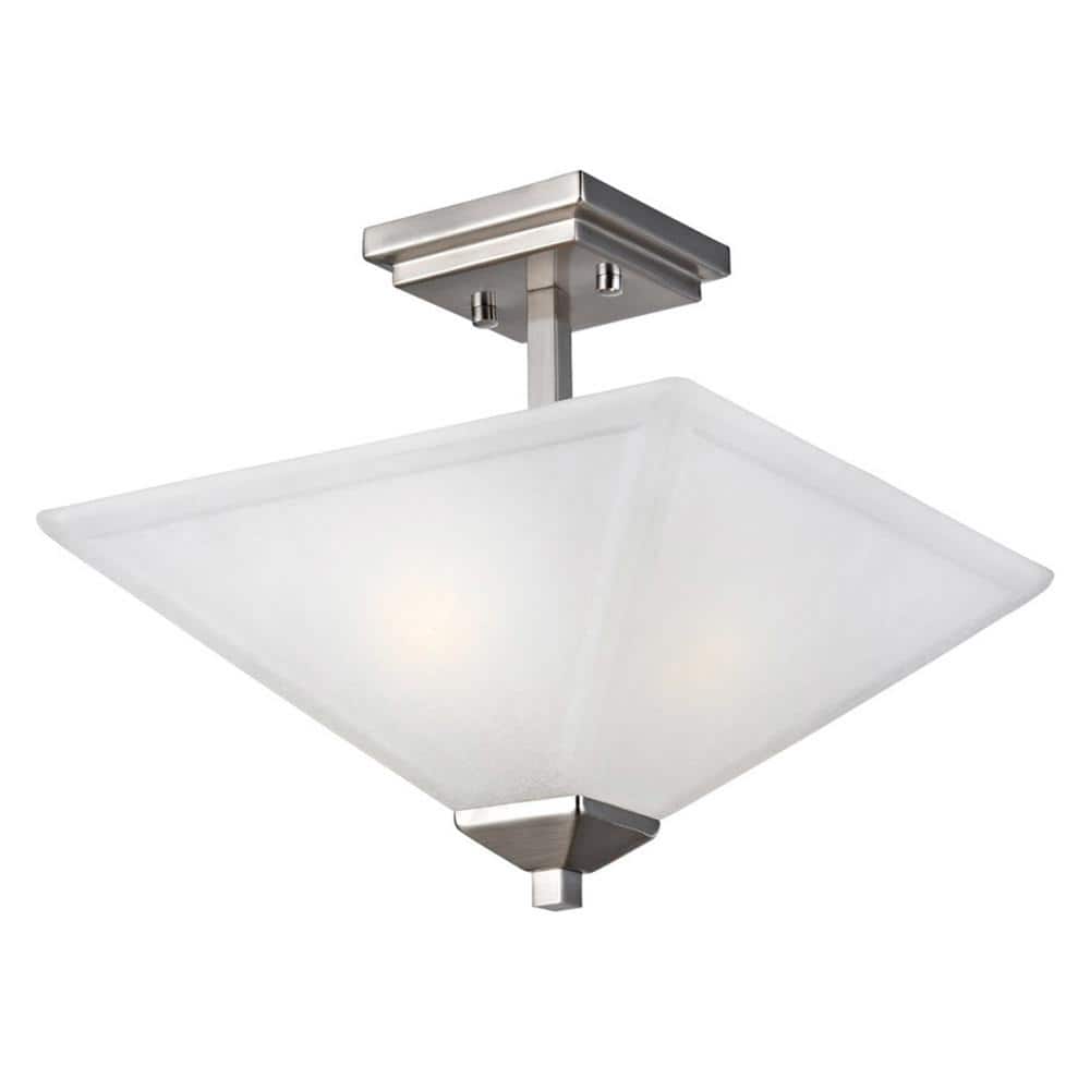 Torino 13 in. 2-Light Satin Nickel Semi-Flush Mount Ceiling Light - Hercitys