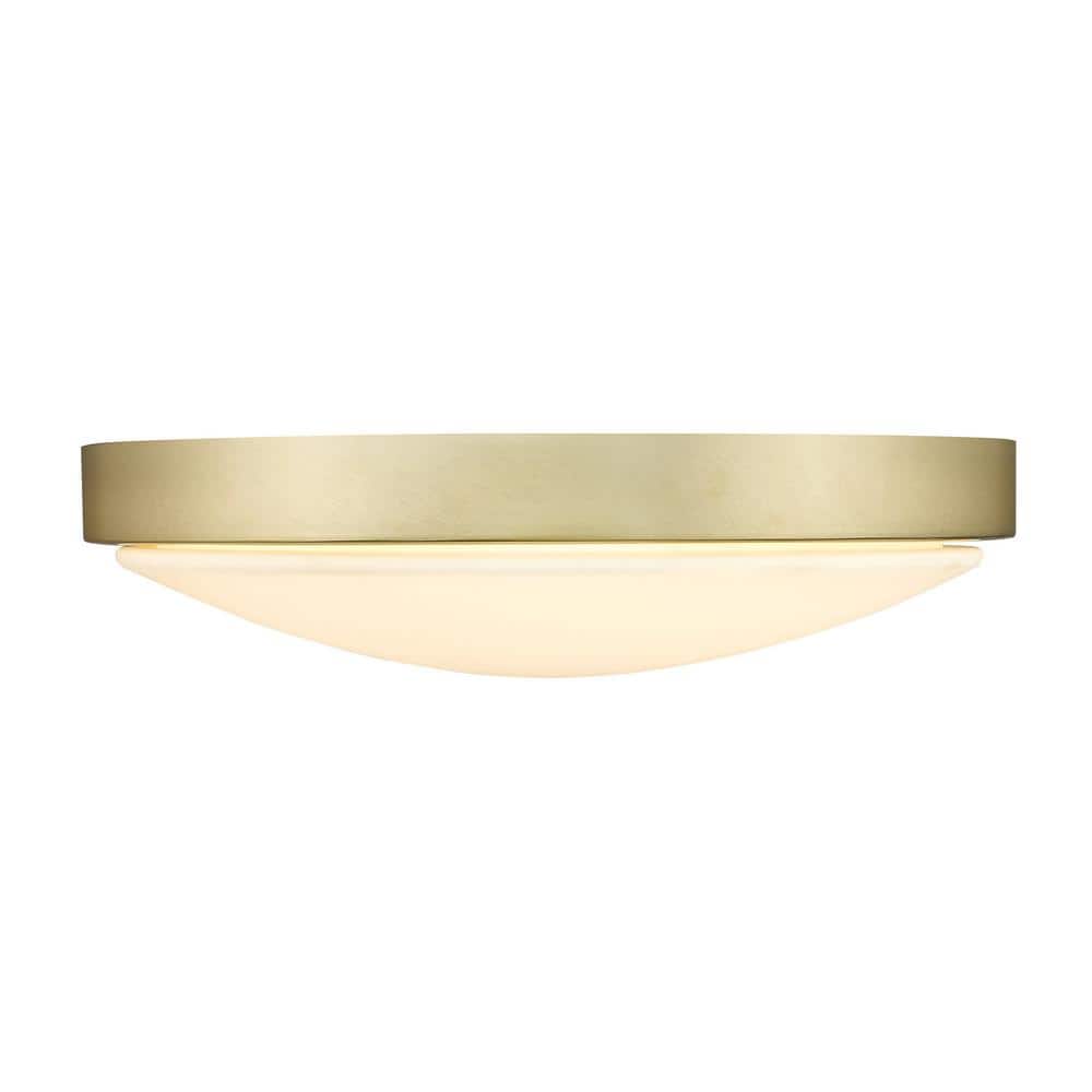 Gabi 12.25 in. 1-Light Brushed Champagne Bronze Opal Glass LED Flush Mount - Hercitys