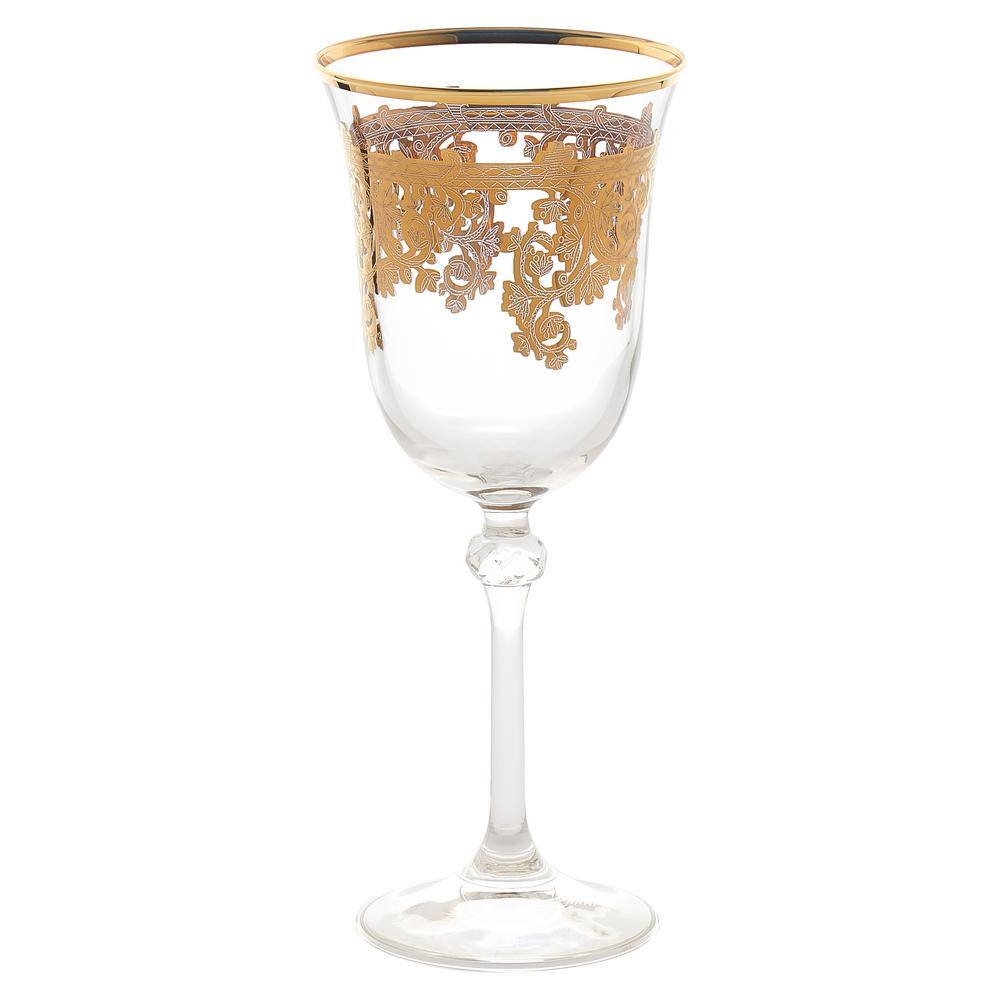 Embellished 24K Gold Crystal Red Wine Goblets Made in Italy (Set of 4) - Hercitys