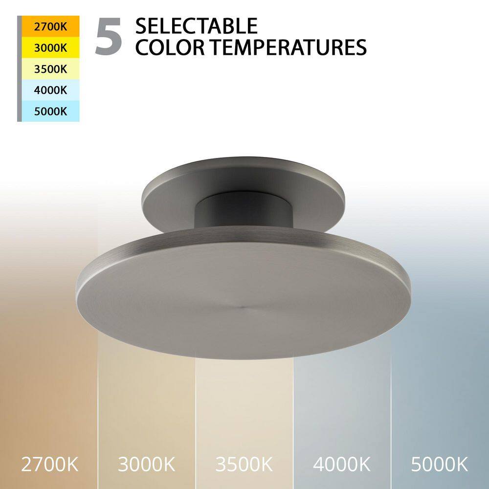 Twist-N-Lite 8 in. Brushed Nickel Selectable LED Semi-Flush Mount - Hercitys