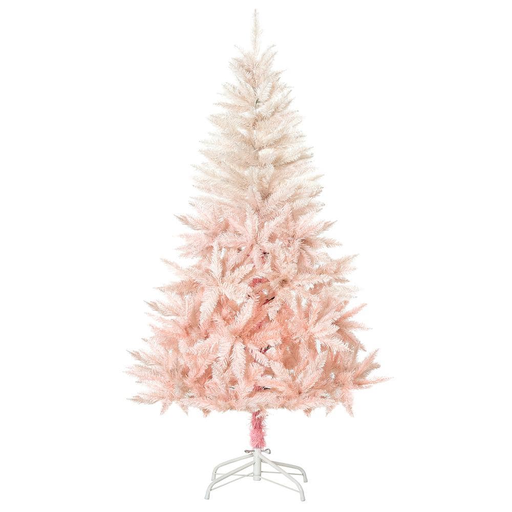 7 ft. Pink Unlit Spruce Artificial Christmas Tree with Metal Stand and Automatic Open - Hercitys