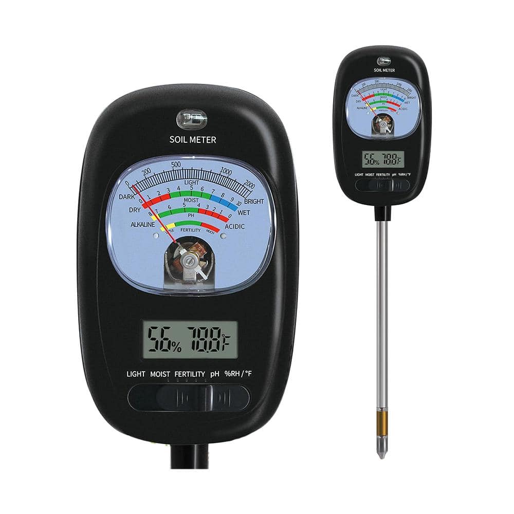 7-in-1 Soil Test Kit with LCD Display, Moisture, Fertility, Light, Soil & Air Temperature Hygrometer for Garden, Black - Hercitys