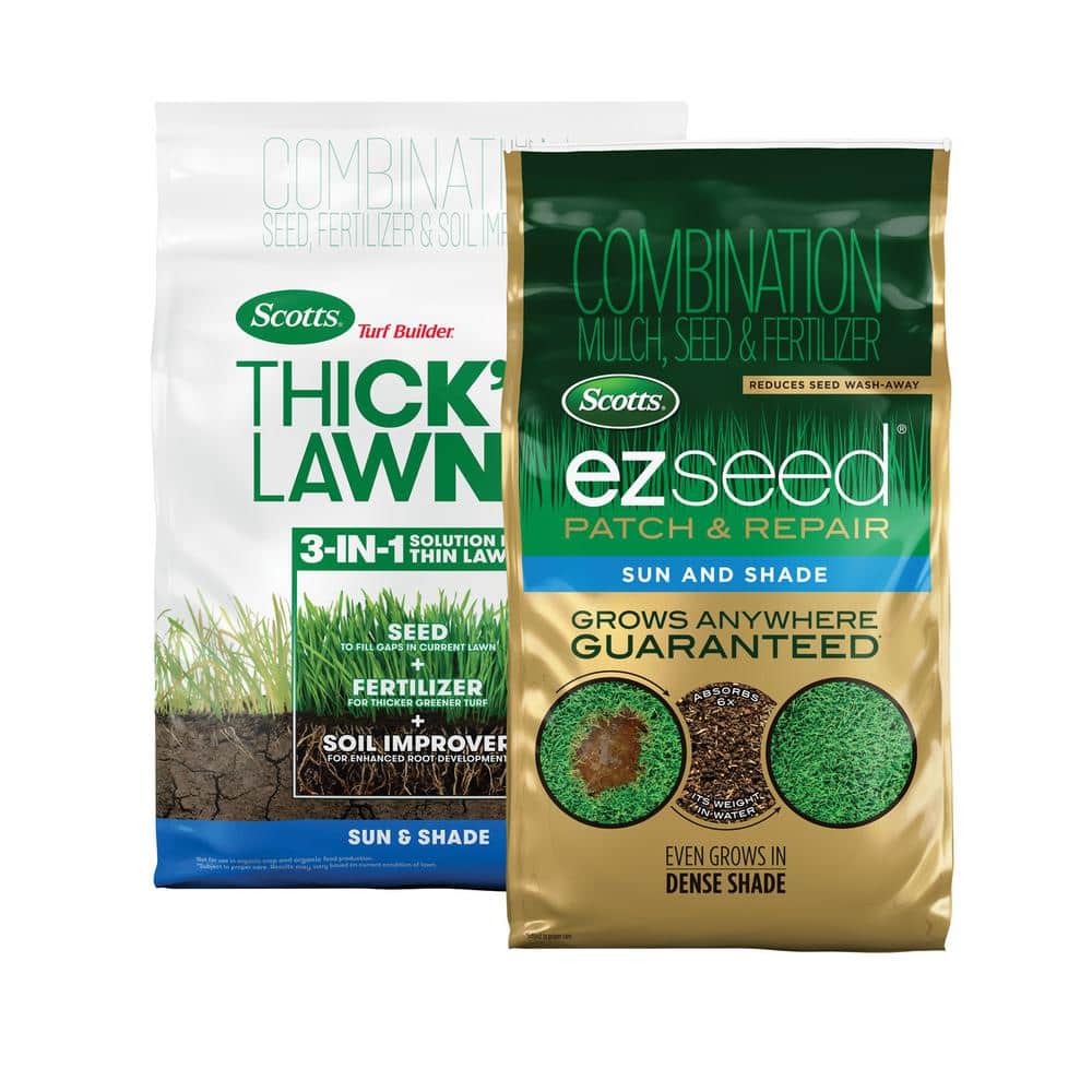 Turf Builder THICK’R LAWN and EZ Seed Patch & Repair for Sun & Shade Grass Seed, Fertilizer, and Soil Improver Bundle - Hercitys