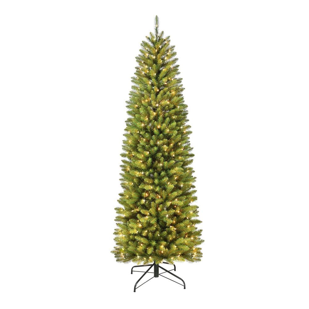 7.5 ft. Prelit Fraser Fir Pencil Tree Artificial Christmas Tree with 350 Clear Lights - Hercitys