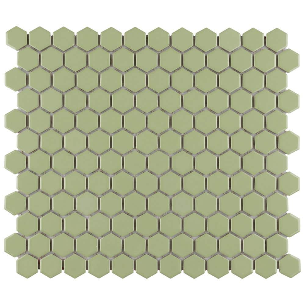Metro 1 in. Hex Glossy Olive 10-1/4 in. x 11-7/8 in. Porcelain Mosaic Tile (8.6 sq. ft./Case) - Hercitys
