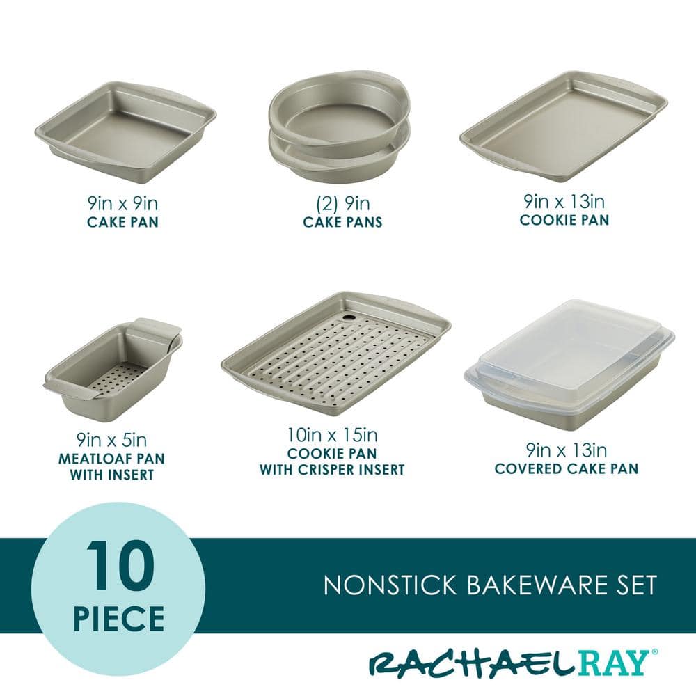 Nonstick Bakeware Set, 10-Piece, Silver - Hercitys