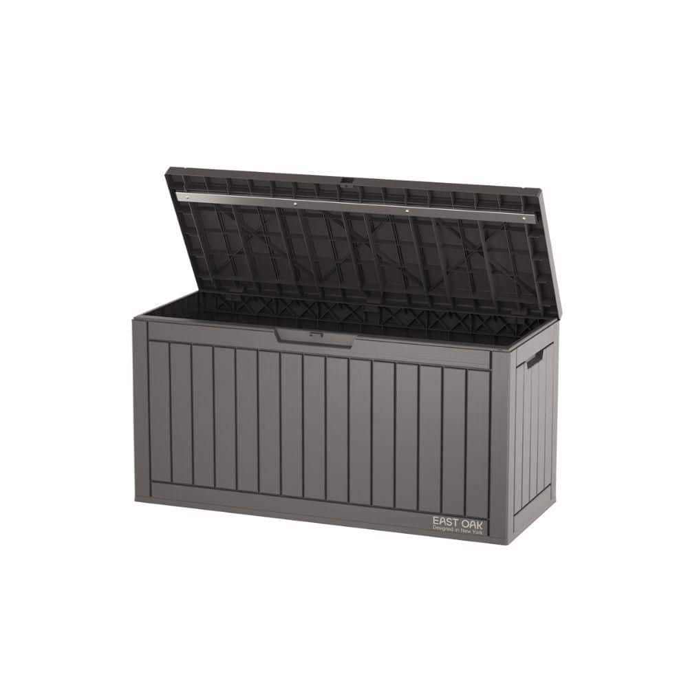 60 Gal. Grey Deck Box Indoor and Outdoor Use, Waterproof and UV Resistant, Lockable With Latch, 330 lbs. Capacity - Hercitys