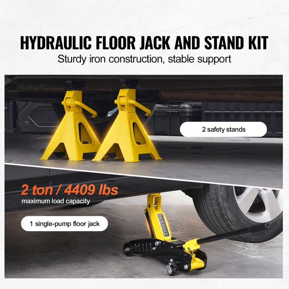 Low Profile Floor Jack 2 Ton,4400 lbs.,Heavy Duty Iron Hydraulic Racing Floor Jack,Hydraulic Car Jack with Jack Stands - Hercitys