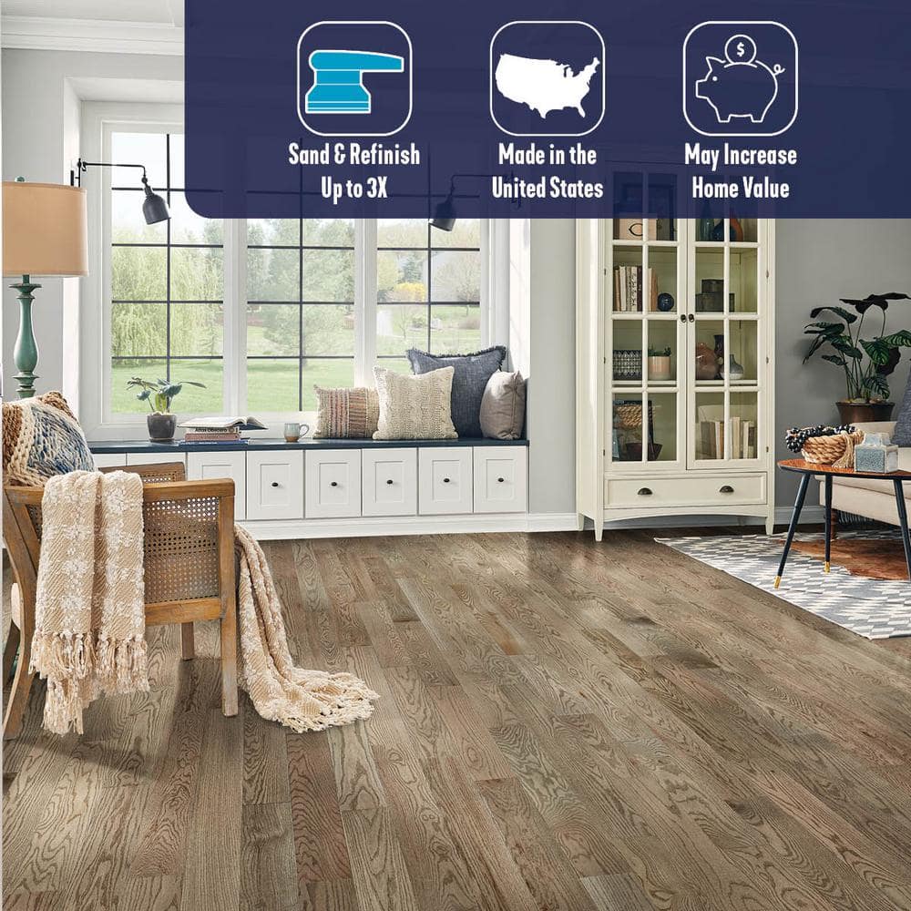 Plano Gray Oak 3/4 in. T x 5 in. W Smooth Solid Hardwood Flooring (23.5 sq.ft./ctn) - Hercitys