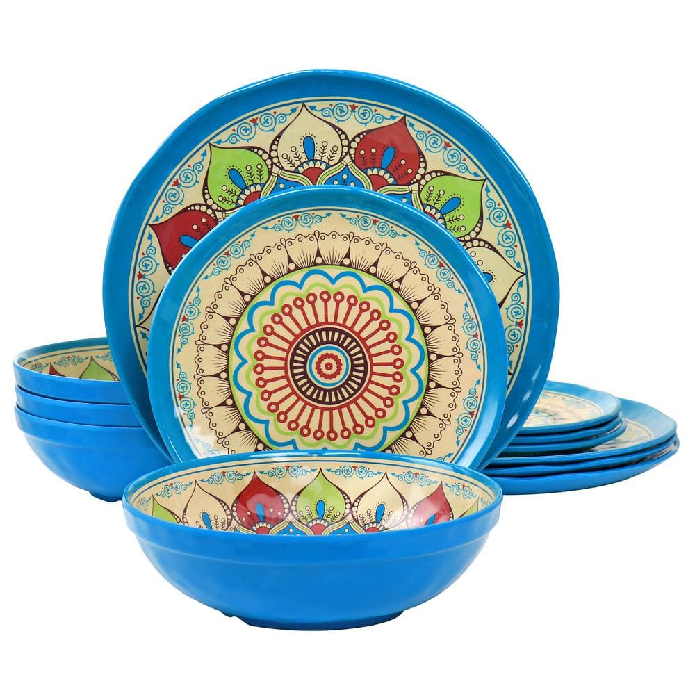 Camilla 12-Piece Melamine Dinnerware Set - Hercitys