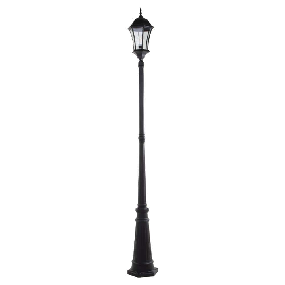 Single Head 1-Light Black Outdoor Post Lantern - Hercitys