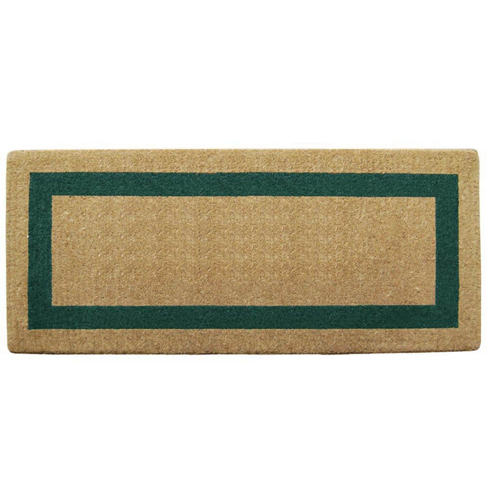 Heavy Duty Green 24 in. x 57 in. Coir Plain Single Picture Frame Indoor Outdoor Door Mat - Hercitys
