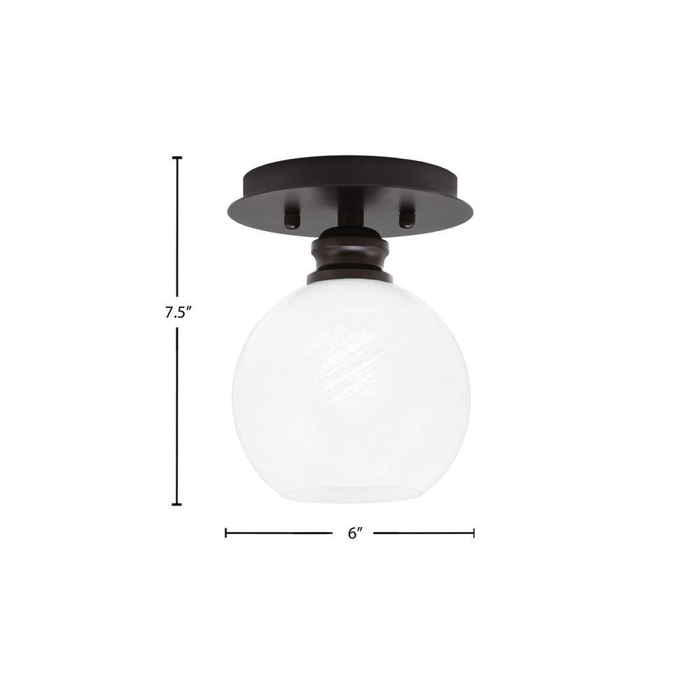 Albany 1-Light 6 in. Espresso Semi-Flush with White Marble Glass Shade - Hercitys