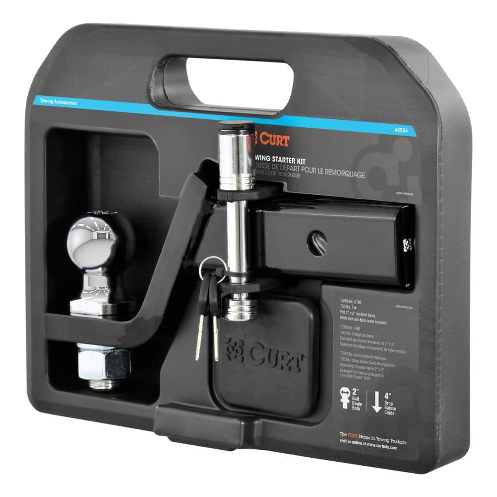 7,500 lbs. 4 in. Drop Trailer Hitch Ball Mount Draw Bar Towing Starter Kit with 2 in. Ball (2 in. Shank) - Hercitys