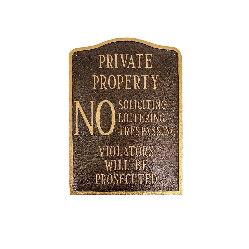 Private Property No Sign Arch Large Statement Plaque – Hammered Bronze - Hercitys