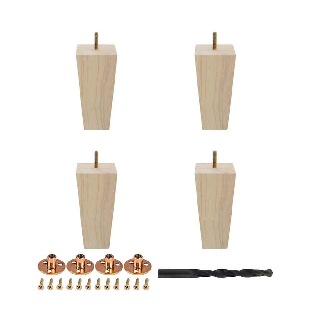 6 in. x 2-3/4 in. Mid-Century Unfinished Hardwood Square Taper Leg (4-Pack) - Hercitys