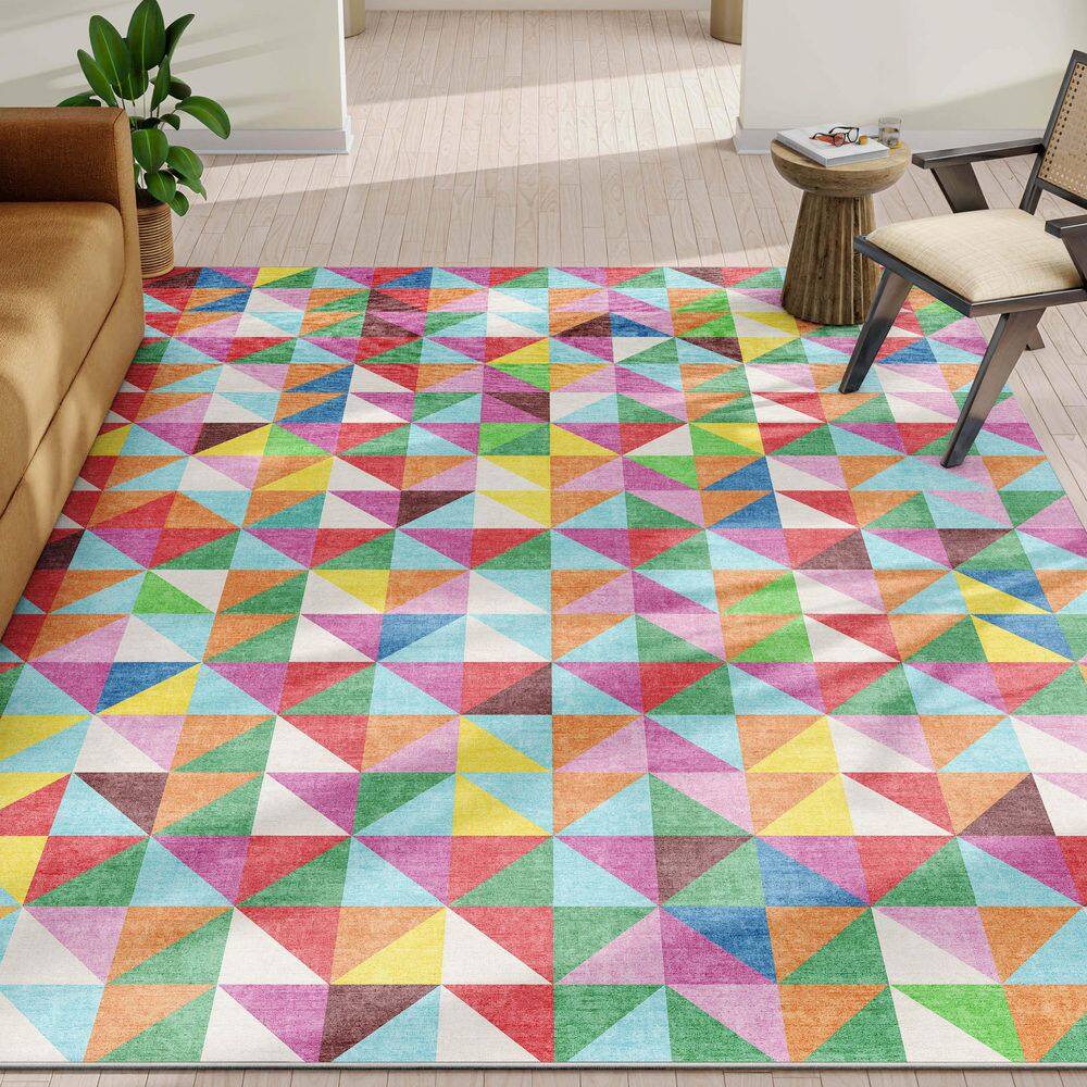 Crayola Modern Tile Modern, Geometric, Kids, Multi Color 5 ft. 3 in. x 7 ft. 3 in., Area Rug - Hercitys