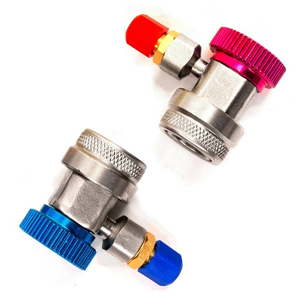 Auto HVAC R134A A/C Quick Coupler Adapter Set with Low and High Manifold Connectors - Hercitys