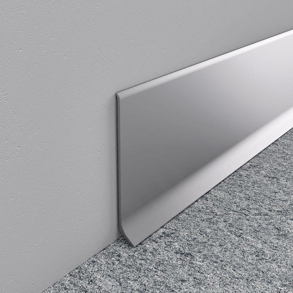Novorodapie L Matt Silver 4 in. x 98-1/2 in. Aluminum Baseboard - Hercitys
