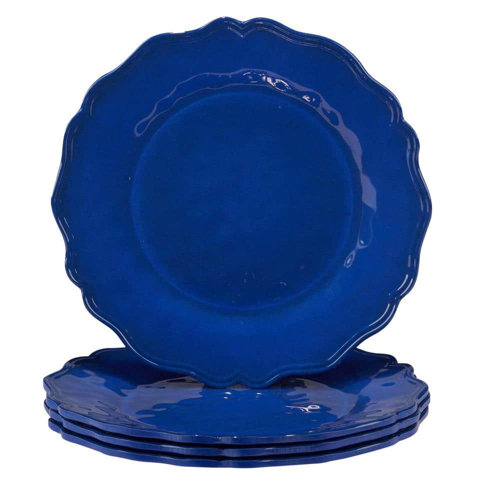 Blue Indigo Crackle 9 in. Multi-Colored Melamine Salad Plate (Set of 4) - Hercitys