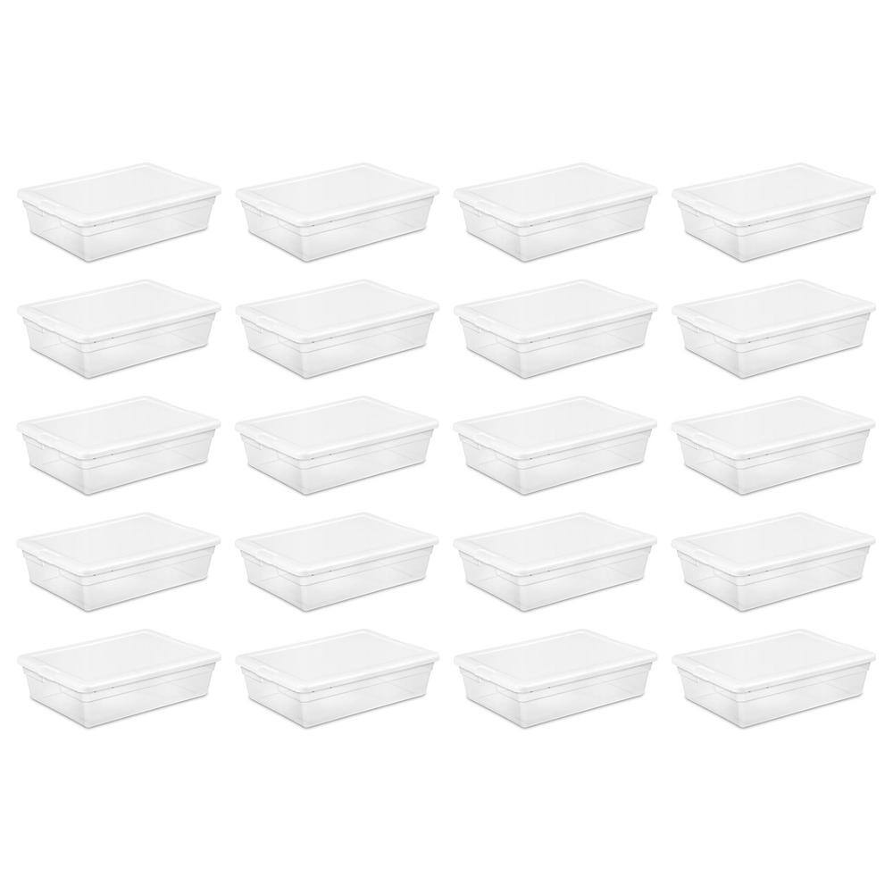 Single Lidded 28 Qt.Clear Storage Tote Container 1655 (20-Pack) - Hercitys