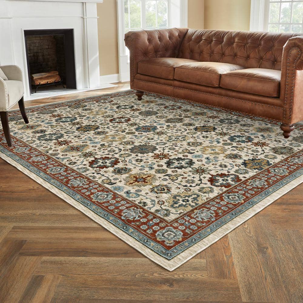 Earltown Ivory/Rust 5 ft.3 in. X 7 ft. 3 in. Oriental Polyester Area Rug - Hercitys